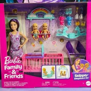 Barbie Skipper Doll & Nursery Playset with Twin Baby Dolls Crib Swing SeeSaw